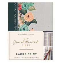 Load image into Gallery viewer, KJV Journal the Word Bible, Large Print, Hardcover, Green Floral Cloth, Red Letter Edition