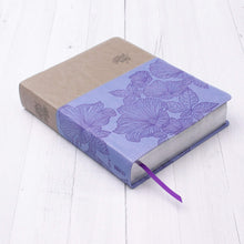 Load image into Gallery viewer, NIV, Beautiful Word Coloring Bible, Large Print, Leathersoft, Purple/Tan: Hundreds of Verses to Color