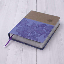 Load image into Gallery viewer, NIV, Beautiful Word Coloring Bible, Large Print, Leathersoft, Purple/Tan: Hundreds of Verses to Color