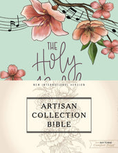 Load image into Gallery viewer, NIV, Artisan Collection Bible, Cloth over Board, Teal Floral, Designed Edges under Gilding, Red Letter, Comfort Print