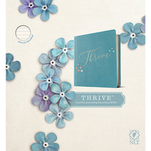 Load image into Gallery viewer, NLT THRIVE Creative Journaling Devotional Bible (LeatherLike Hardcover, Teal Blue with Rose Gold)