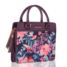Load image into Gallery viewer, Blessed Purple Floral Purse-Style Bible Cover - BBC637