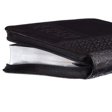 Load image into Gallery viewer, Black Faux Leather Zippered Pocket Bible KJV - KJV015