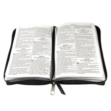 Load image into Gallery viewer, Black Zippered Faux Leather Compact King James Version Bible - KJV007