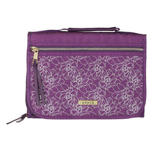 Load image into Gallery viewer, Grace Purple Tri-fold Organizer Bible Cover