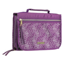 Load image into Gallery viewer, Grace Purple Tri-fold Organizer Bible Cover