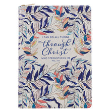 Load image into Gallery viewer, I Can Do All Things Scattered Leaf Faux Leather Classic Journal with Zipped Closure - Philippians 4:13