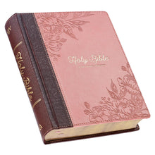 Load image into Gallery viewer, Brown and Pink Faux Leather Hardcover Note-taking Bible KJV128