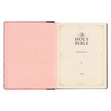 Load image into Gallery viewer, Brown and Pink Faux Leather Hardcover Note-taking Bible KJV128