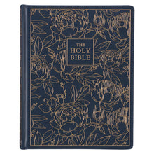 Load image into Gallery viewer, Navy Blue Floral Faux Leather Hardcover Large Print KJV Note-taking Bible - KJV191