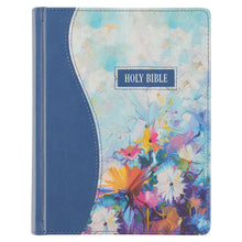 Load image into Gallery viewer, KJV Blue Floral Faux Leather Hardcover Note-taking Bible KJV189