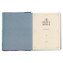 Load image into Gallery viewer, KJV Blue Floral Faux Leather Hardcover Note-taking Bible KJV189