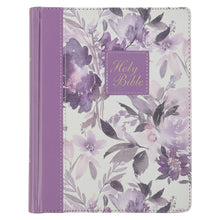 Load image into Gallery viewer, KJV Purple Floral Faux Leather Hardcover Note-taking Bible KJV129