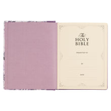 Load image into Gallery viewer, KJV Purple Floral Faux Leather Hardcover Note-taking Bible KJV129
