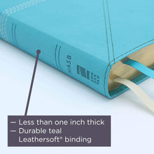 Load image into Gallery viewer, NASB, Thinline Bible, Leathersoft, Teal, Red Letter, 1995 Text, Comfort Print