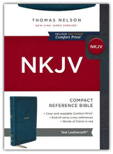 Load image into Gallery viewer, NKJV Compact Reference Bible, Comfort Print--soft leather-look, teal (red letter)