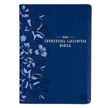 Load image into Gallery viewer, Navy Blue Faux Leather Spiritual Growth Bible