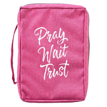 Load image into Gallery viewer, Pray Wait Trust Pink Poly-canvas Value Bible Cover