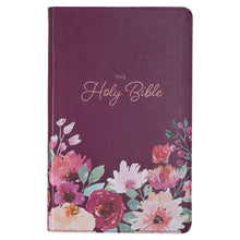 Load image into Gallery viewer, Purple Floral Faux Leather Giant Print Standard-size KJV Bible KJV183