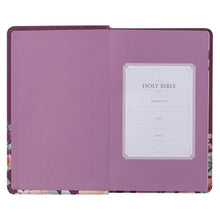 Load image into Gallery viewer, Purple Floral Faux Leather Giant Print Standard-size KJV Bible KJV183