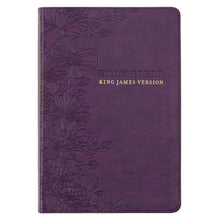 Load image into Gallery viewer, Purple Floral Faux Leather Large Print Thinline King James Version Bible with Thumb Index KJV176