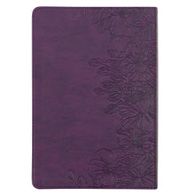 Load image into Gallery viewer, Purple Floral Faux Leather Large Print Thinline King James Version Bible with Thumb Index KJV176