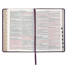 Load image into Gallery viewer, Purple Floral Faux Leather Large Print Thinline King James Version Bible with Thumb Index KJV176