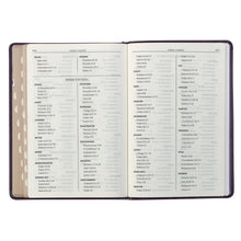 Load image into Gallery viewer, Purple Floral Faux Leather Large Print Thinline King James Version Bible with Thumb Index KJV176