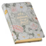 Load image into Gallery viewer, Lichen Gray Floral Faux Leather Hardcover King James Version Bible - Psalm 23:3
