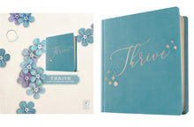 Load image into Gallery viewer, NLT THRIVE Creative Journaling Devotional Bible (LeatherLike Hardcover, Teal Blue with Rose Gold)
