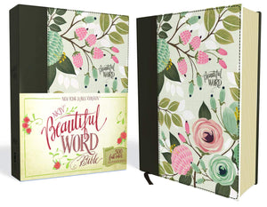 NKJV, Beautiful Word Bible, Cloth over Board, Multi-color Floral, Red Letter: 500 Full-Color Illustrated Verses