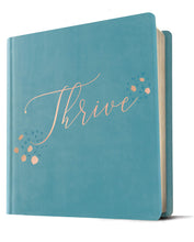 Load image into Gallery viewer, NLT THRIVE Creative Journaling Devotional Bible (LeatherLike Hardcover, Teal Blue with Rose Gold)

