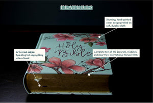 NIV, Artisan Collection Bible, Cloth over Board, Teal Floral, Designed Edges under Gilding, Red Letter, Comfort Print