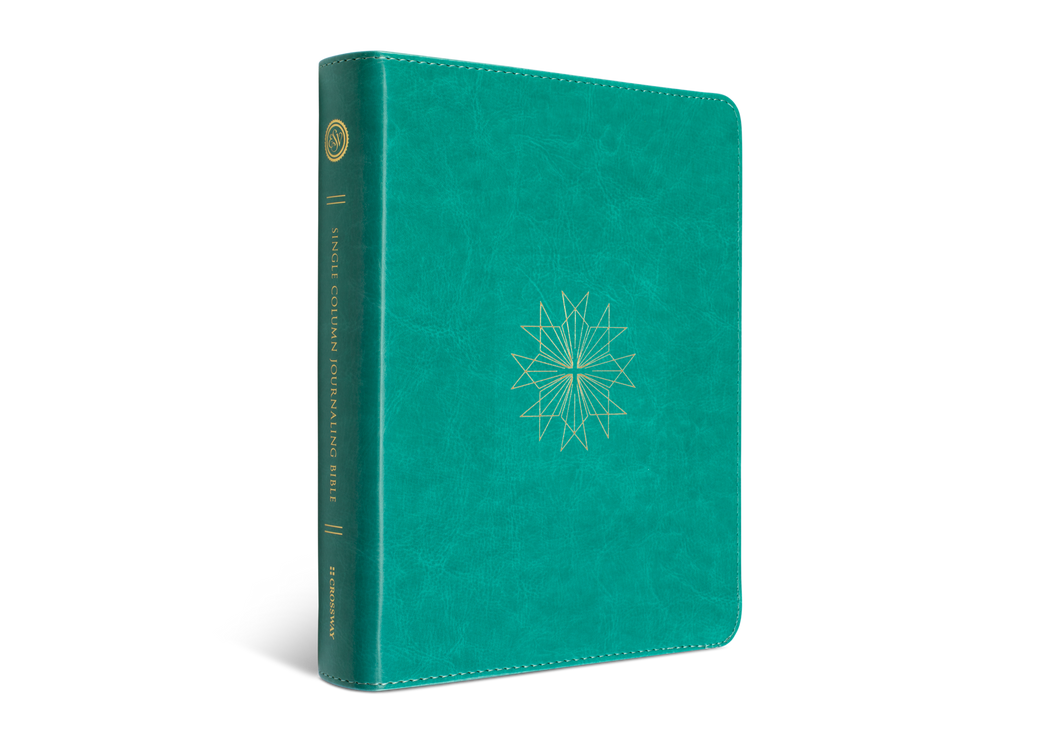 ESV Single Column Journaling Bible TruTone®, Teal, Resplendent Cross Design