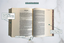 Load image into Gallery viewer, NIV, Artisan Collection Bible, Cloth over Board, Teal Floral, Designed Edges under Gilding, Red Letter, Comfort Print
