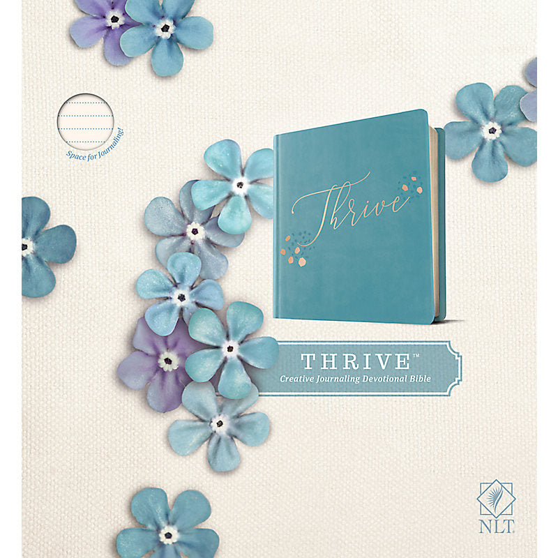 NLT THRIVE Creative Journaling Devotional Bible (LeatherLike Hardcover, Teal Blue with Rose Gold)