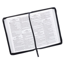 Load image into Gallery viewer, Black Faux Leather Zippered Pocket Bible KJV - KJV015
