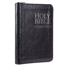 Load image into Gallery viewer, Black Faux Leather Zippered Pocket Bible KJV - KJV015
