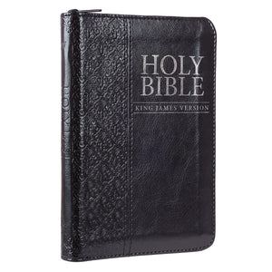 Black Faux Leather Zippered Pocket Bible KJV - KJV015