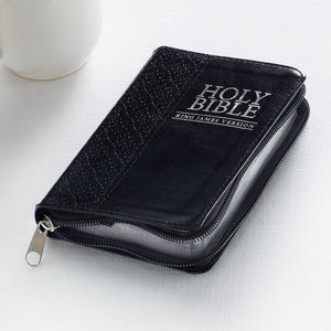 Black Faux Leather Zippered Pocket Bible KJV - KJV015