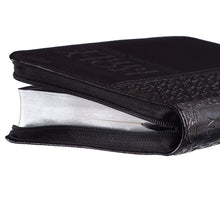 Load image into Gallery viewer, Black Faux Leather Zippered Pocket Bible KJV - KJV015
