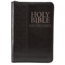 Load image into Gallery viewer, Black Faux Leather Zippered Pocket Bible KJV - KJV015
