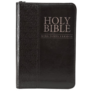 Black Faux Leather Zippered Pocket Bible KJV - KJV015