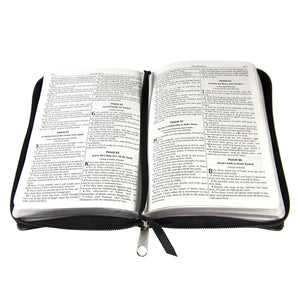 Black Zippered Faux Leather Compact King James Version Bible - KJV007