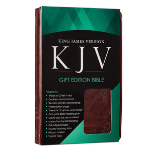 Burgundy Faux Leather Deluxe King James Version Gift Bible with Thumb Index - KJV020