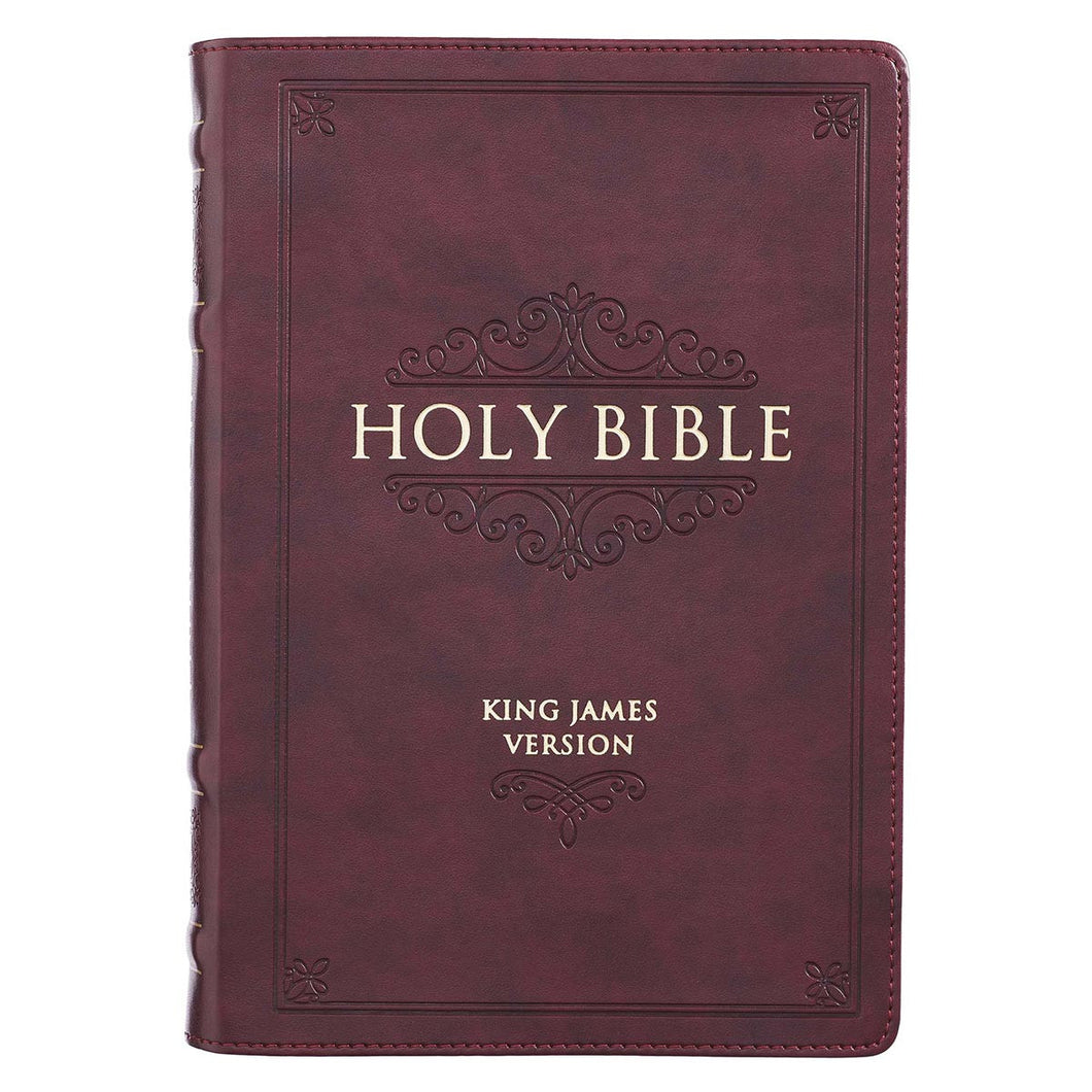 Burgundy Faux Leather Large Print Thinline KJV Bible with Thumb Index KJV133