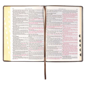 Dusty Brown Floral Faux Leather Large Print Thinline KJV Bible with Thumb Index - KJV136