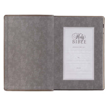 Load image into Gallery viewer, Dusty Brown Floral Faux Leather Large Print Thinline KJV Bible with Thumb Index - KJV136
