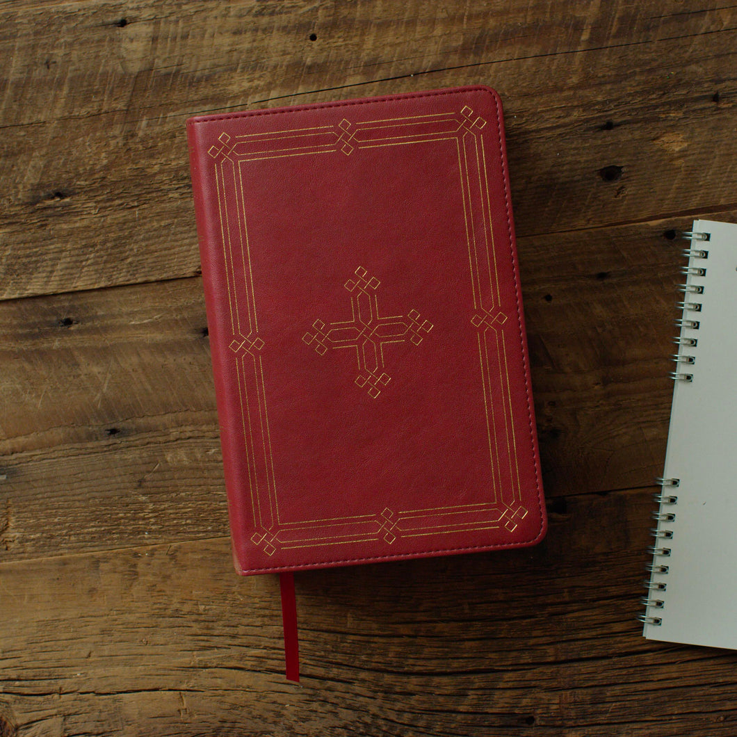 ESV Study Bible - Personal Size (TruTone®, Crimson, Engraved Cross Design)