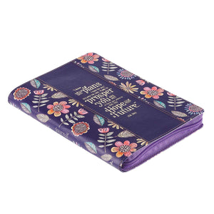 I Know the Plans Purple Faux Leather Classic Journal with Zipped Closure - Jeremiah 29:11